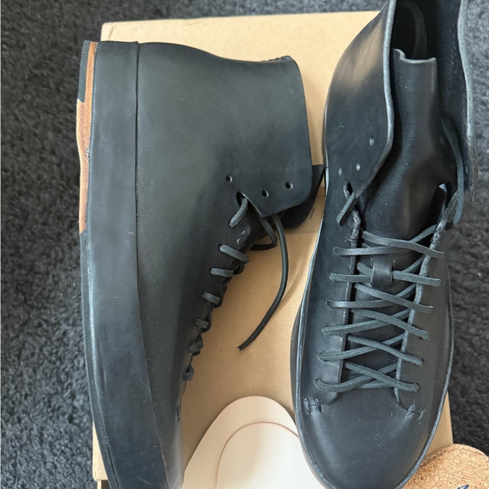 $895 Feit Mens Hand Sewn High Rubber Sneaker Black  Size 12 US 45 EU - Picture 5 of 12